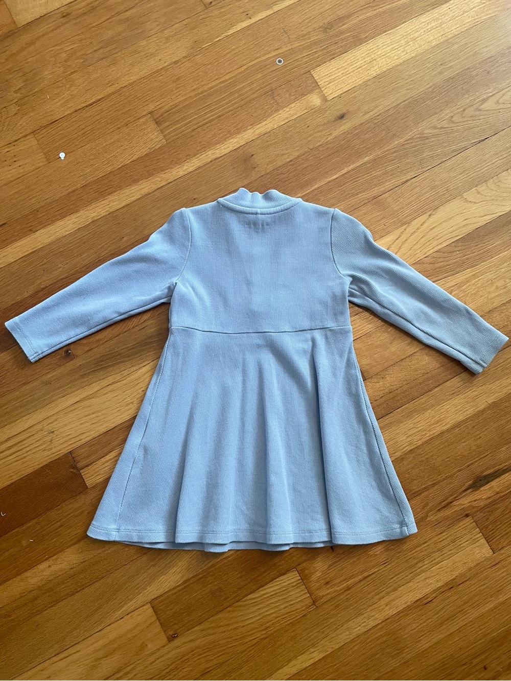 Mini Rodini Long Sleeve Light Blue Knit Dress with Zipper - Picture 2 of 5